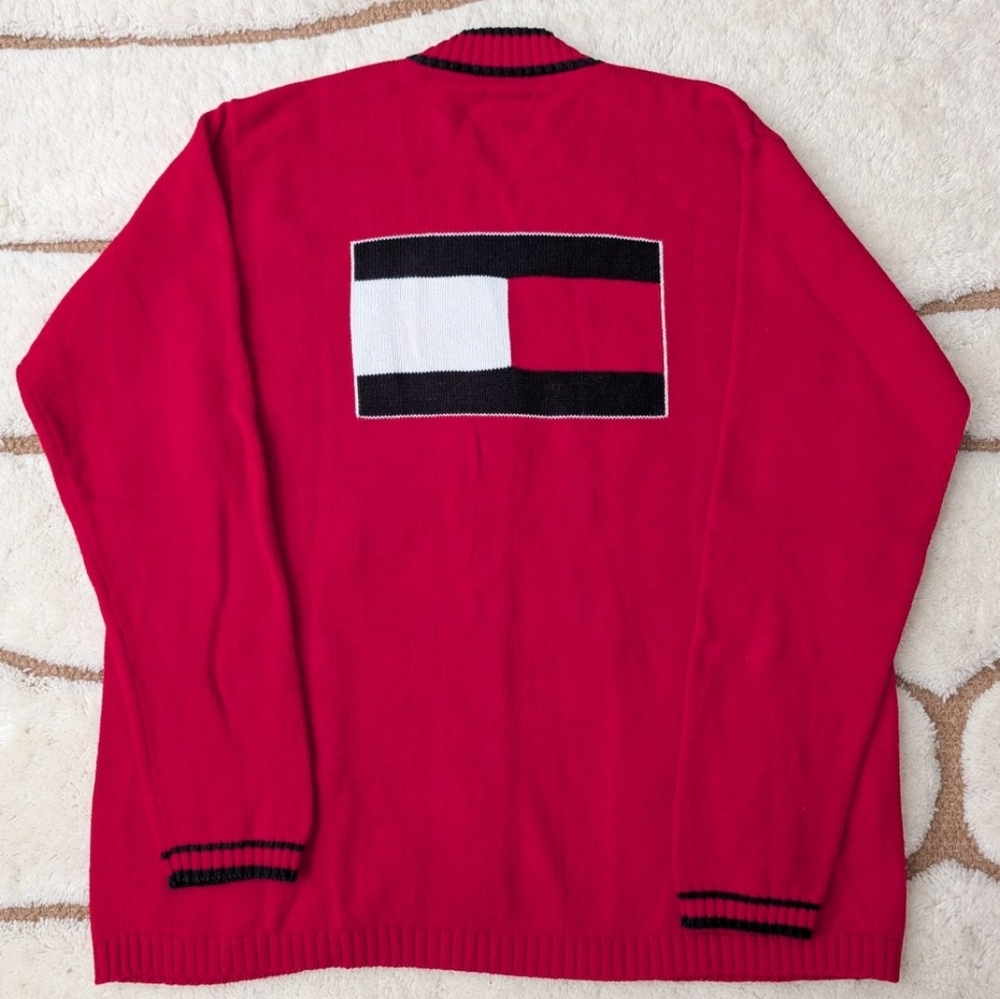 Vintage Tommy Hilfiger Flag Cardigan - Medium 100% Cotton
